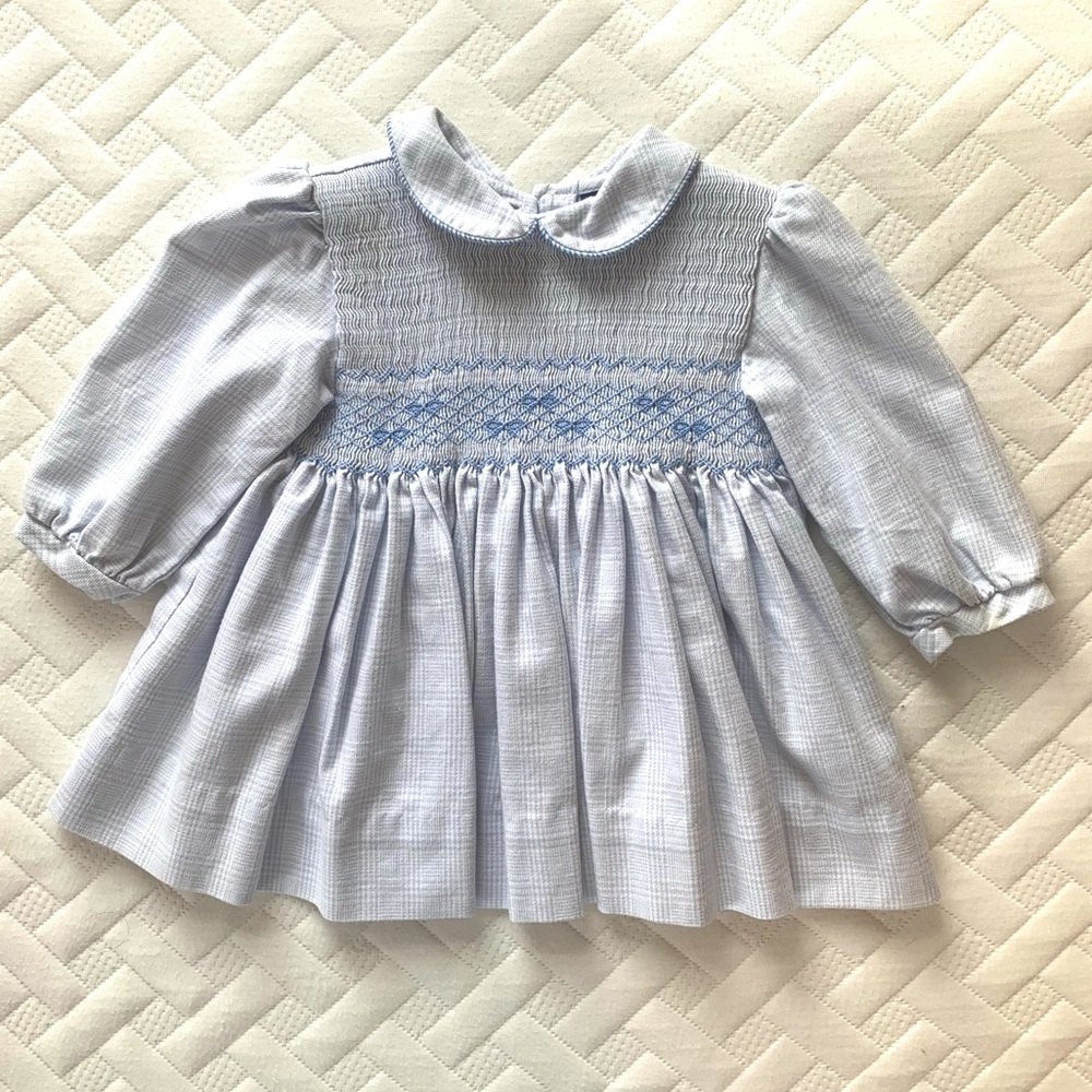 Carriage Boutique Pale Blue Smocked Dress with Collar